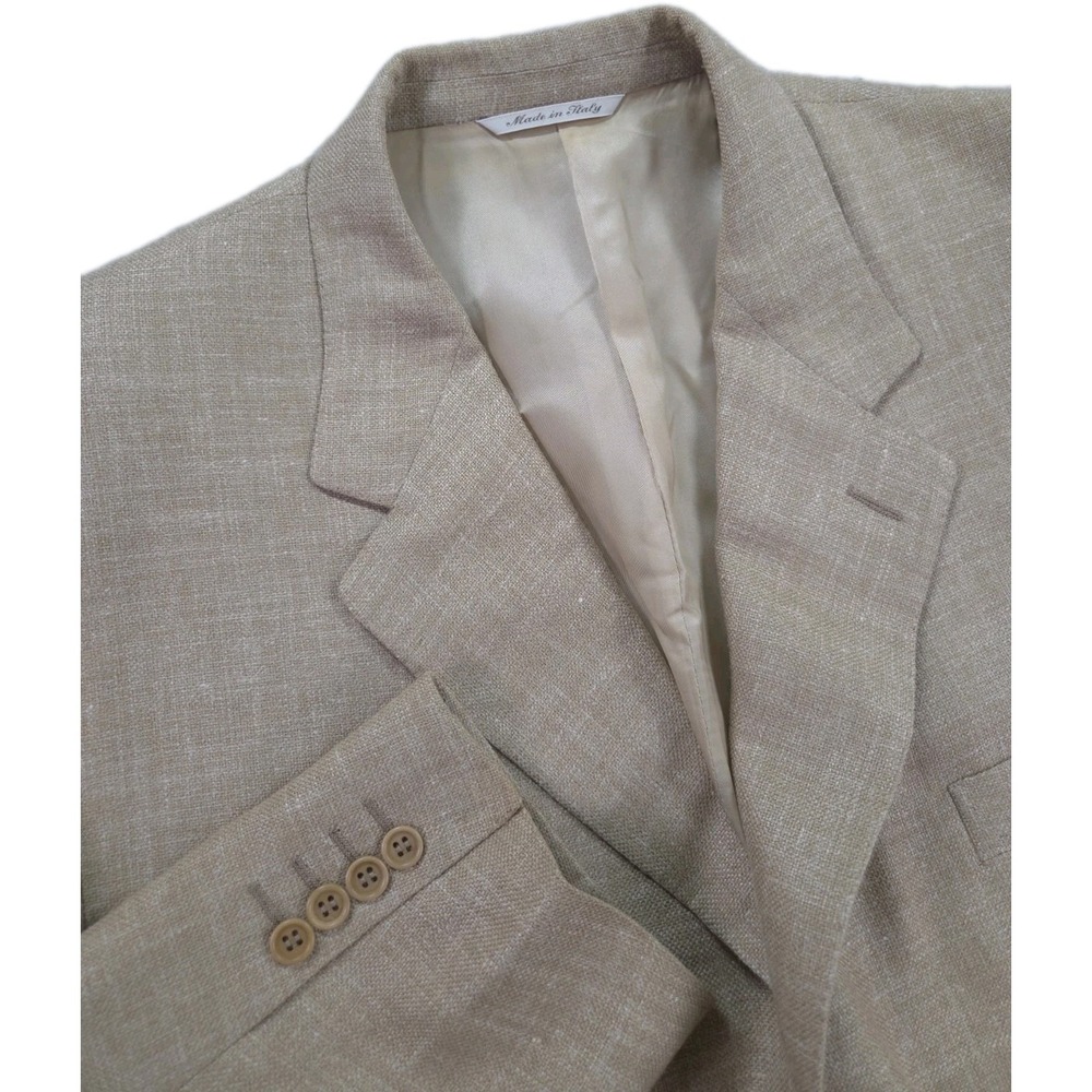 Canali Linen Silk Wool Blazer Mens 48R US Sport Coat Beige Italy